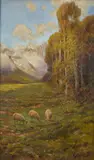 Bruto Mazzolani, Paesaggio montano con gregge