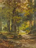 Cesare Gheduzzi, Paesaggio con alberi e contadina