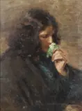 Amleto Montevecchi, Ritratto di donna con fiori