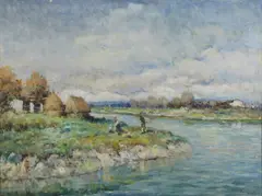Ivan Karpov, Paesaggio fluviale con personaggi
