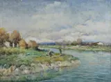 Ivan Karpov, Paesaggio fluviale con personaggi