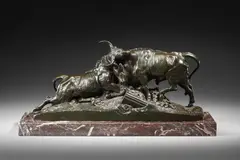 Lotta tra tori by Auguste Clésinger, sculpture, sold Feb 2023