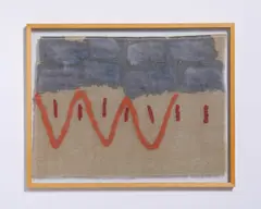 Senza titolo by Giorgio Griffa, 1982, acrylic on juta, sold Dec 2023