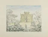Dalla cartella I Cavalli e ville: Antichi Cavalieri e Villa by Giorgio de Chirico, print (other), sold Jun 2023