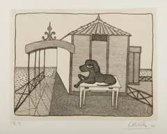 Giuseppe Viviani, Cane davanti al capanno, print (other)