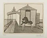 Giuseppe Viviani, Cane davanti al capanno, print (other)