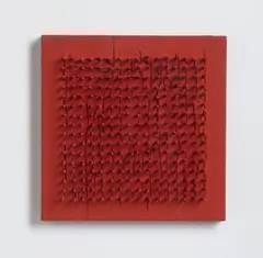 Tableau clous by Bernard Aubertin, 1970, nails, wood, paint, sold Feb 2023