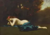 Jean-Jacques Henner, Attribuito a. Figura femminile sdraiata in un bosco