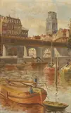 Cornelis Pieter Kruithof, Canale olandese con barche e personaggi