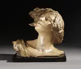Scultore Del Xx Secolo, Busto femminile in metallo patinato, su base in legno, sculpture