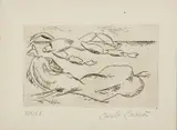Carlo Carrà, Uomo e cavallo sulla spiaggia ( Cavallo e cavaliere), print (other)