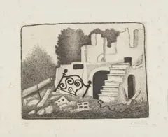 Giuseppe Viviani, Letto e macerie, print (other)