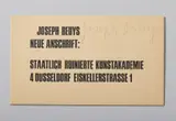 Joseph Beuys, Neue Anschrift, 1973, Buchdruck auf Pappe