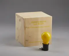 Joseph Beuys, Capri-Batterie, 1985, Multiple comprising light bulb (Mazda) with manufacturer's inkstamp, plug socket, and exchangeable lemon,
