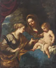 Pietro da Cortona, Bottega di. Madonna con Bambino e Santa Martina