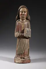 Scultore Di Area Catalano-pirenaica Del Xiii-Xiv Secolo, Figura di Evangelista in legno policromo, sculpture