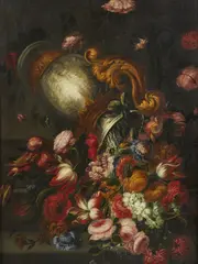 Gaspare Lopez, Natura morta con vaso di fiori rovesciato