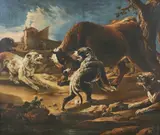 Cani che attaccano un toro by Philipp Peter Roos Detto Rosa Da Tivoli, sold Dec 2022