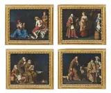 Giuseppe Gambarini, Gruppo di quattro dipinti raffiguranti scene di interno con monaci