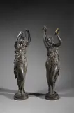 Bronzista Del Xx Secolo, Coppia di figure femminili musicanti, sculpture
