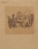 Giovanni Fattori, Dalla serie L'oriolo del cuculo, "La sora Flaminia intanto, col cucchiaione in una mano e la prima scodella nell'altra, aspettava guardando la porta dalla quale doveva comparire il marito"