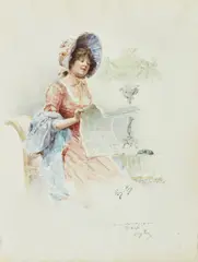 Gentildonna che legge by Alonso Pérez, sold May 2022
