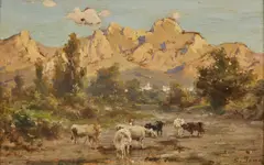 Silvio Poma, Paesaggio montano con pastorella e gregge