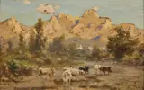 Silvio Poma, Paesaggio montano con pastorella e gregge