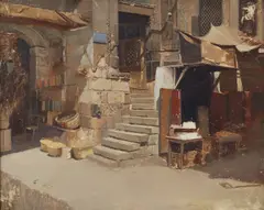 Antonio Reyna Manescau, Cortile con botteghe