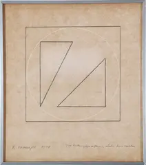 Two triangles within a white line circle by Robert Mangold, sold Mar 2016