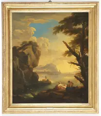 Carlo Antonio Tavella, Costa ligure con figure e punta Chiappa sullo sfondo