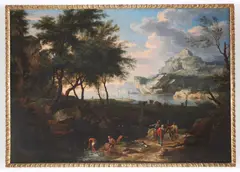 Jacob de Heusch, Paesaggio marino con ruscello ed insenature