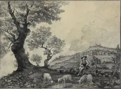 Faustino Joli, Paesaggio con pecore e pastore