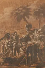 Giuseppe Sabatelli, Attribuito a. Dario trovato morto Alessandro lo onora e lo copre con il suo manto