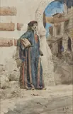 Pio Joris, Paesaggio con donna in veste orientaleggiante