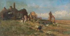 Paesaggio con rovine e armenti by Pietro Barucci, sold Dec 2021