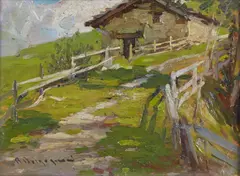 Romeo Borgognoni, Paesaggio montano con baita
