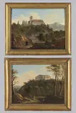 Giovanni Barbieri, Coppia di dipinti raffiguranti veduta di Villa Aldini e veduta dell'Abbazia di Monteveglio