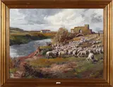 Mario Barberis, Senza titolo ( Veduta con gregge di pecore e fiume)