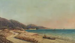 Ernest Bouche', Marina con barche e personaggio