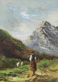 Francesco Paolo Mancini, Paesaggio con armenti e pastorella
