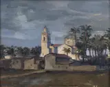 Arturo Verni, Paesaggio con chiesa e case