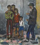 Ottorino Garosio, Paesaggio con personaggi