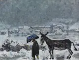 Ottorino Garosio, Paesaggio invernale con asino e personaggio