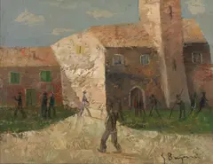 Paesaggio con personaggi by Giacomo Bergomi, sold Oct 2021