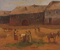 Paesaggi con contadini e animali by Giacomo Bergomi, sold Oct 2021