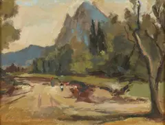 Paesaggio montano con figure by Bruno Degli Innocenti, sold Oct 2021