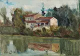 Carlo Cherubini, Paesaggio fluviale con casa