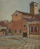 Rino Villa, Paesaggio con chiesa