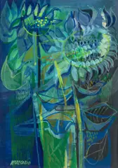 Giuseppe De Gregorio, Fiori, acrylic on cardboard
